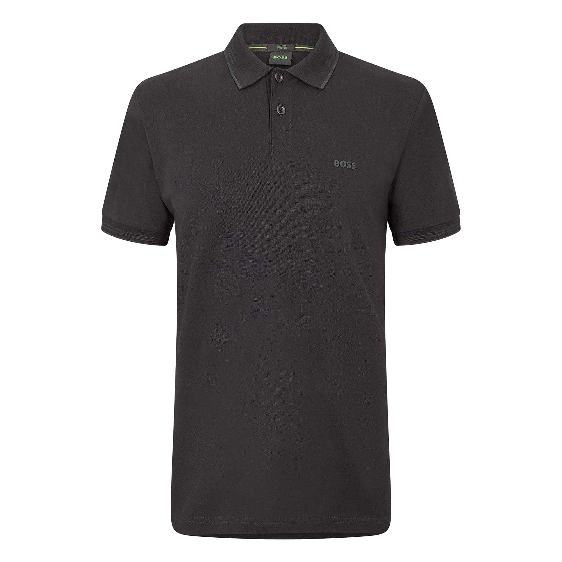 Black-Grey - Front - Boss Mens Paul Contrast Striped Polo Shirt