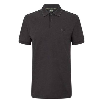 Black-Grey - Front - Boss Mens Paul Contrast Striped Polo Shirt