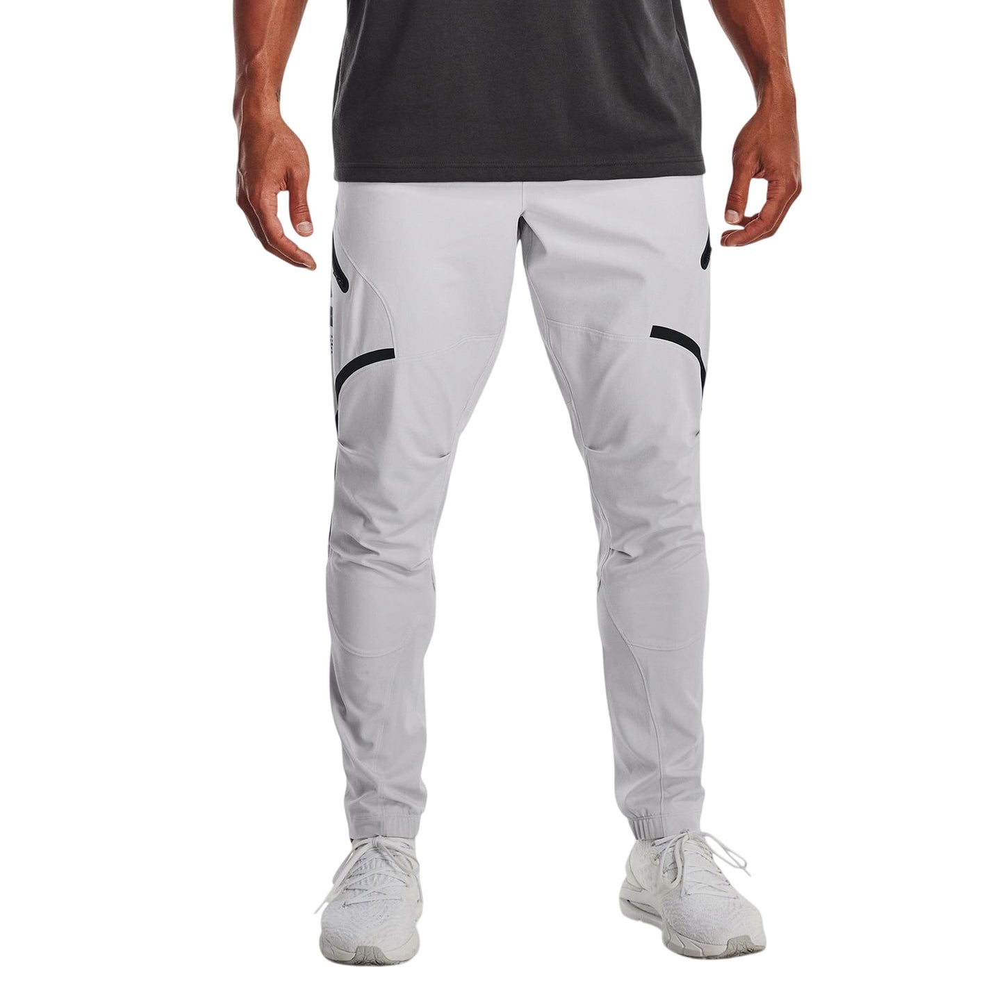 Grey - Side - Under Armour Mens Unstoppable Slim Combat Trousers