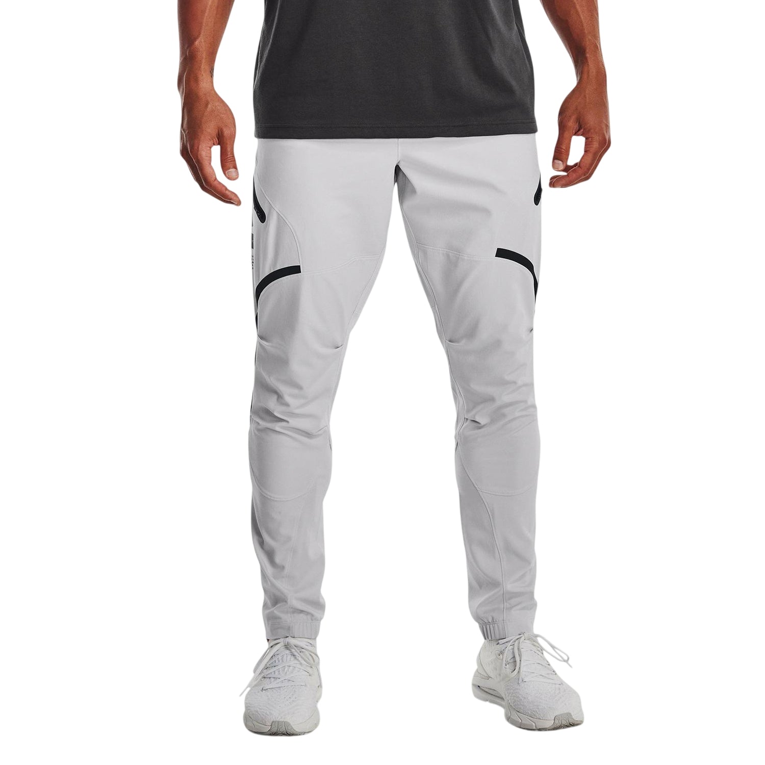 Grey - Side - Under Armour Mens Unstoppable Slim Combat Trousers
