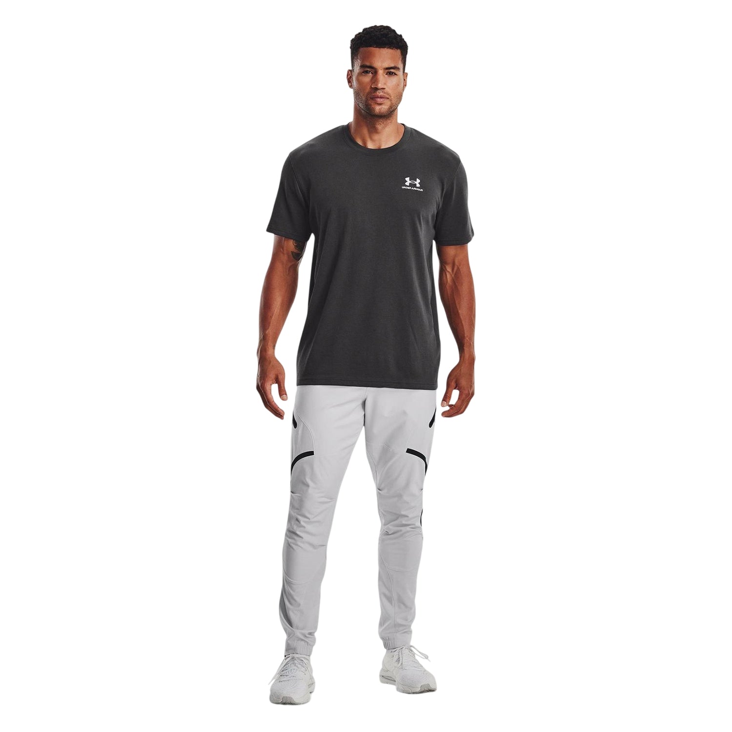Grey - Pack Shot - Under Armour Mens Unstoppable Slim Combat Trousers