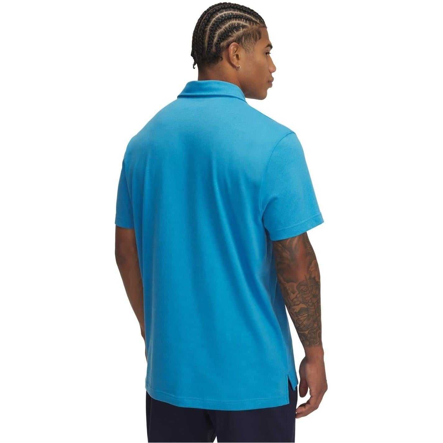 Blue - Back - Under Armour Mens Performance Icon Polo Shirt