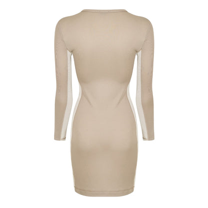 Beige - Back - Diesel Womens-Ladies Ovalout Crew Neck Mini Dress