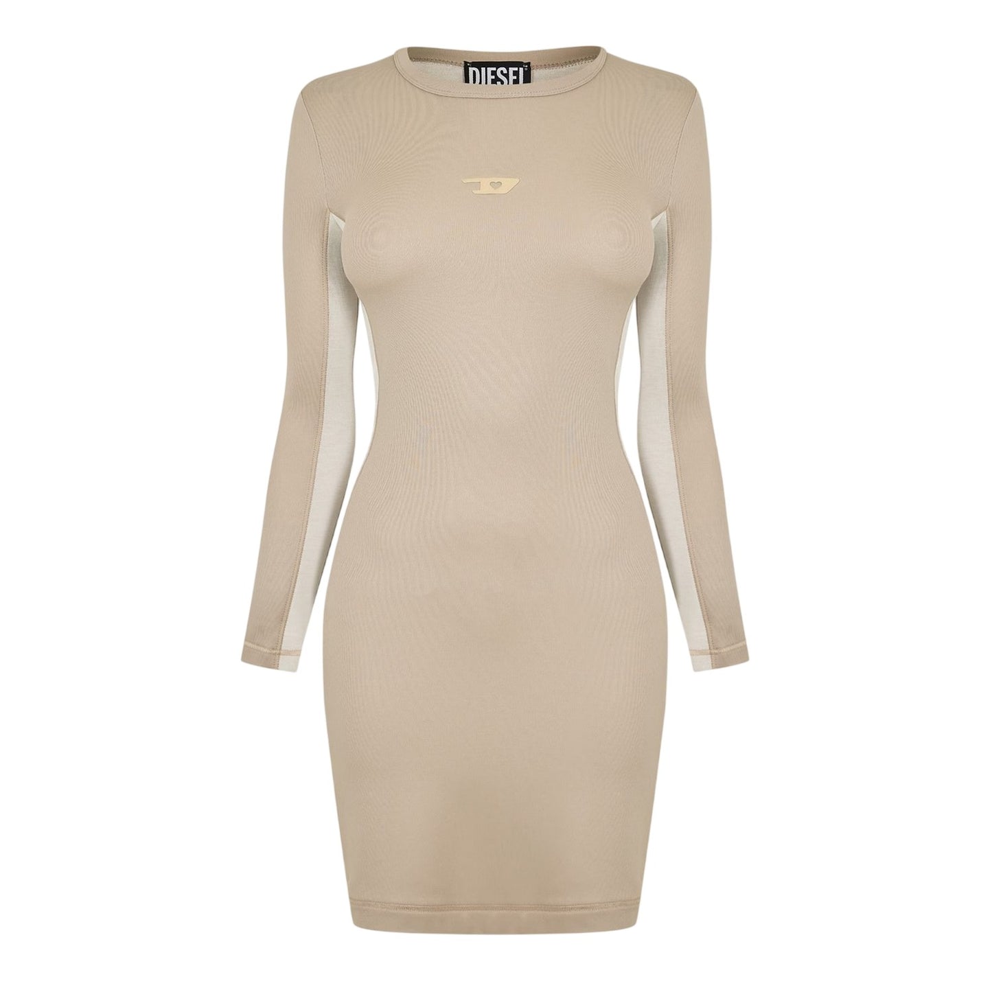 Beige - Front - Diesel Womens-Ladies Ovalout Crew Neck Mini Dress