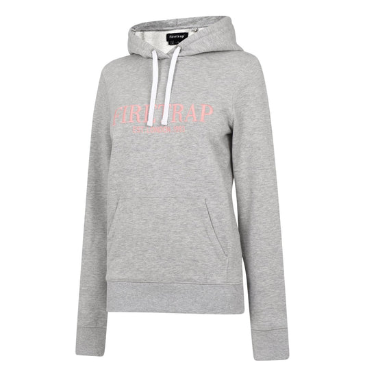 Grey Marl - Front - Firetrap Womens-Ladies Large Logo Hoodie