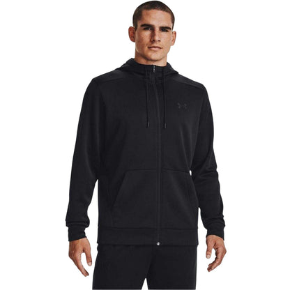 Black - Side - Under Armour Mens Fleece Full Zip Hoodie