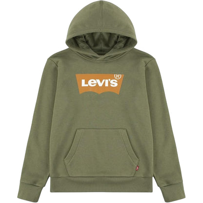 Olivine Green - Front - Levis Childrens-Kids Batwing Logo Cotton Hoodie