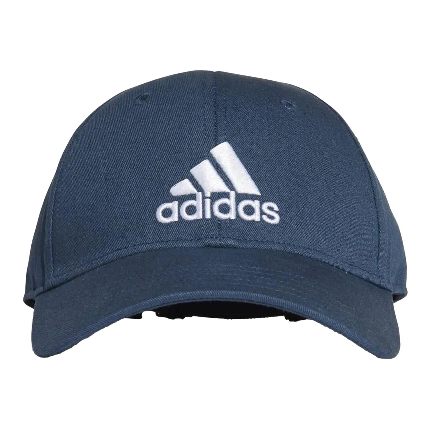 Navy-White - Front - Adidas Mens Logo Cotton Baseball Cap