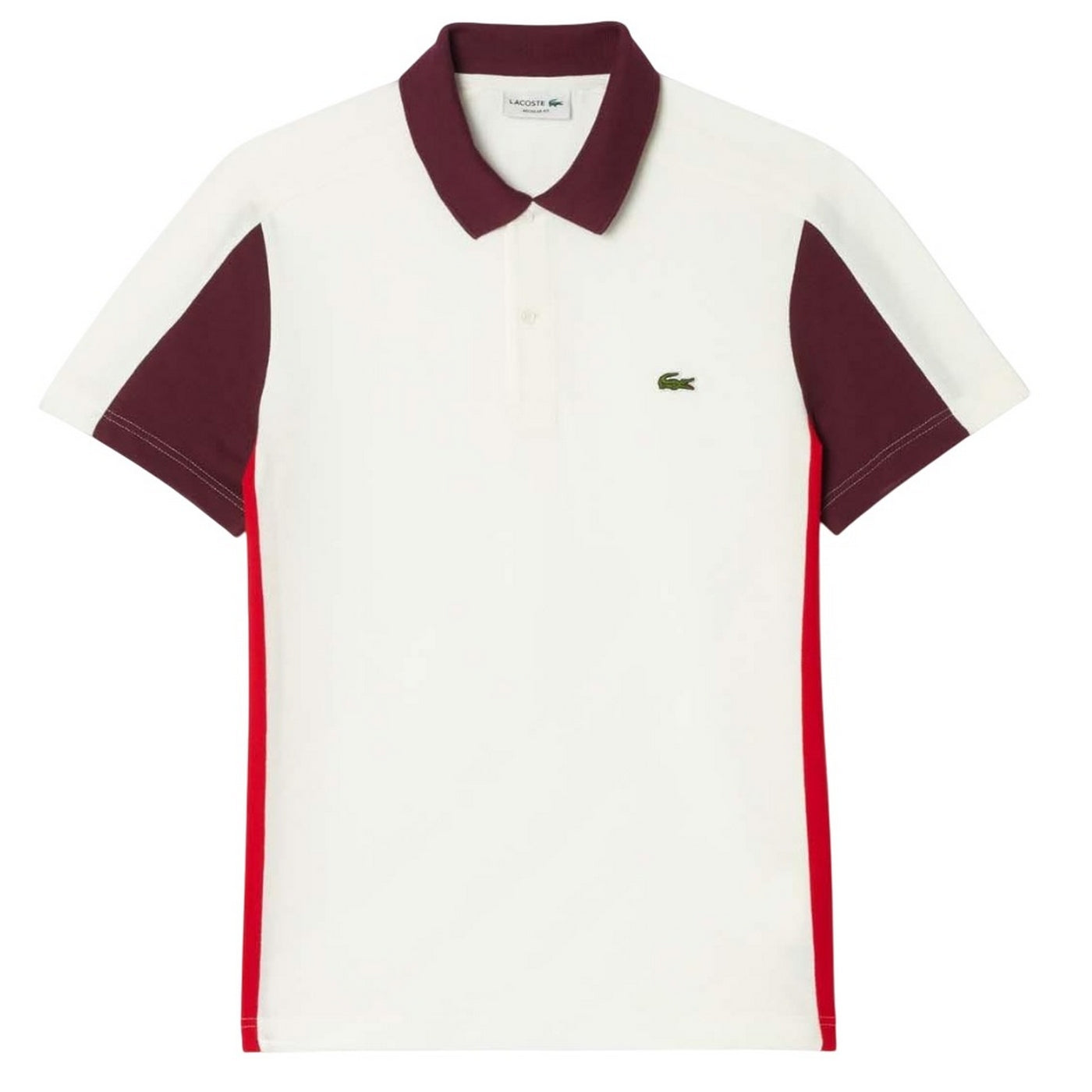 Cream - Front - Lacoste Mens Colour Block Regular Polo Shirt