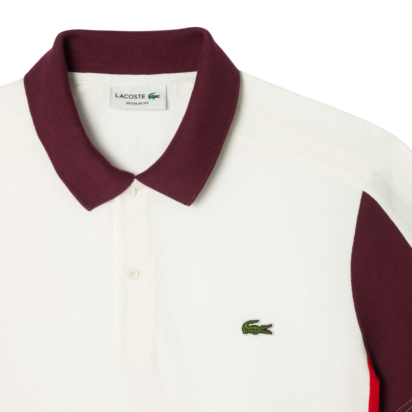 Cream - Side - Lacoste Mens Colour Block Regular Polo Shirt