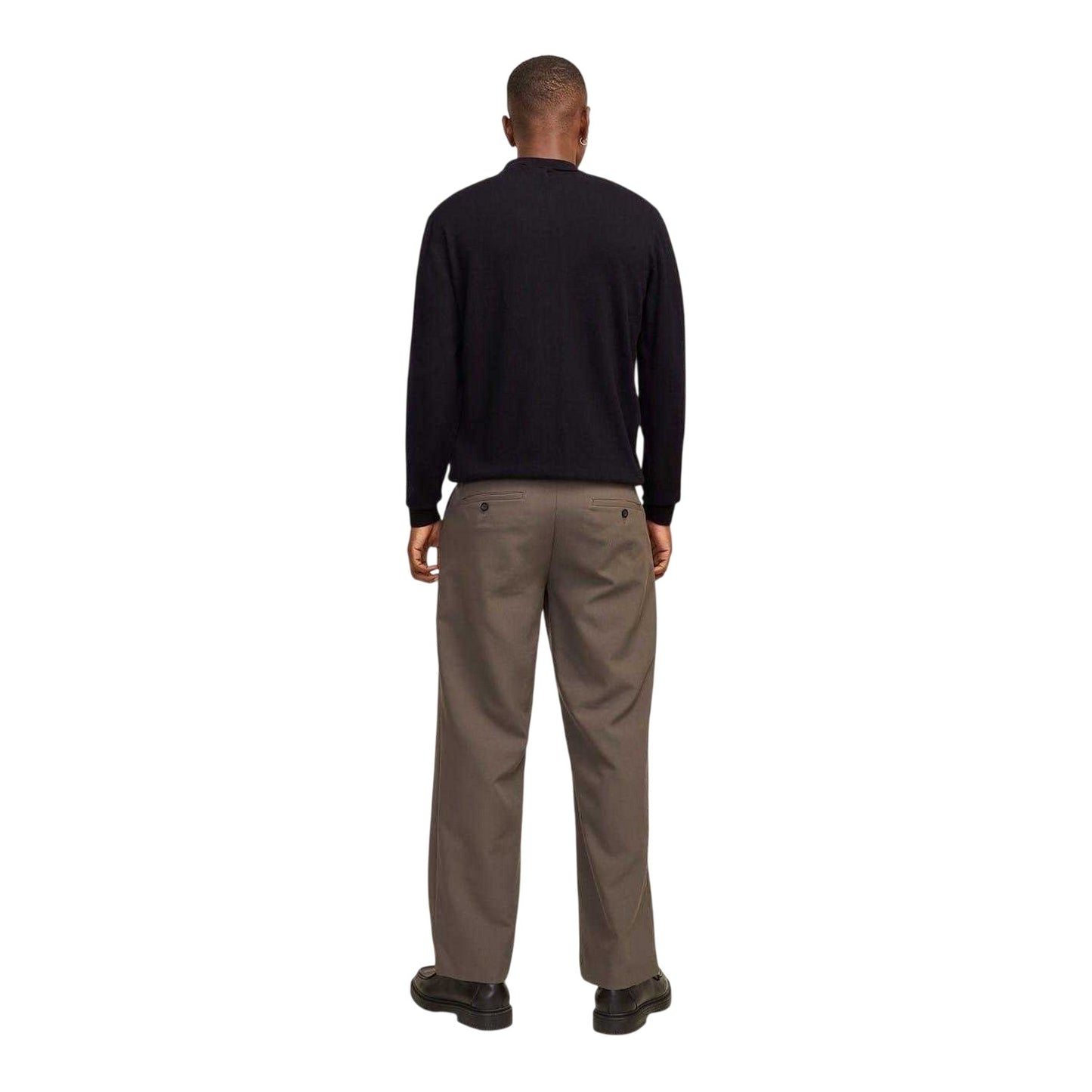 Black - Back - Jack And Jones Mens Emil Knitted Quarter Zip Polo Shirt