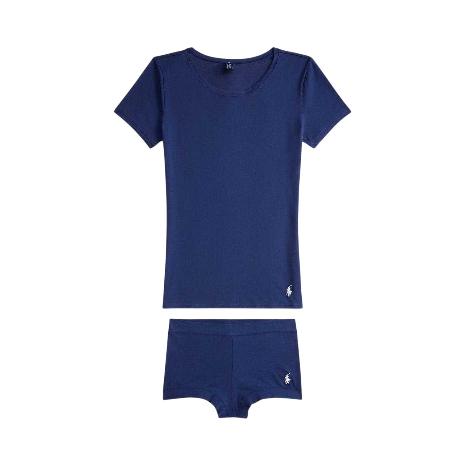 Navy - Front - Ralph Lauren Womens-Ladies Crew Neck Short Pyjama Set (Pack of 2)