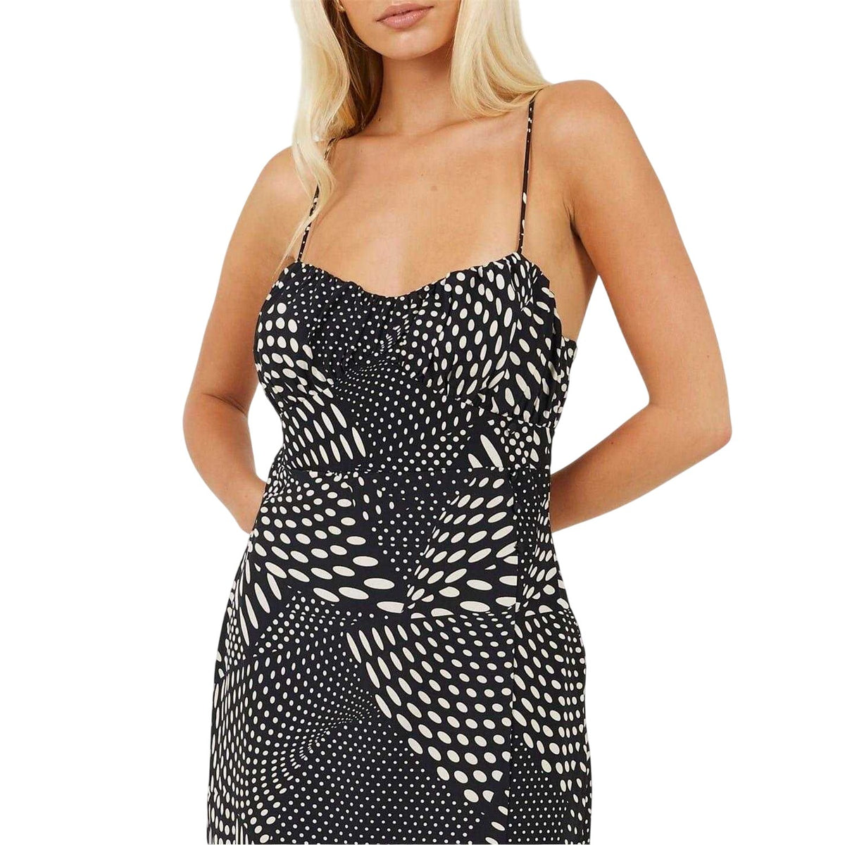 Black-White - Side - Brave Soul Womens-Ladies Sweetheart Midi Dress