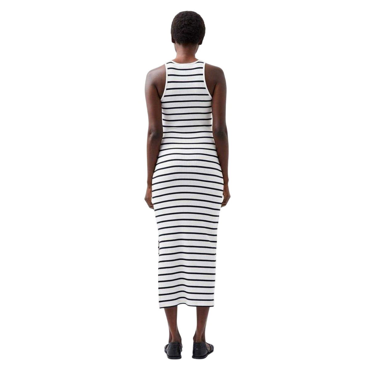 White - Back - French Connection Womens-Ladies Striped Racerback T-Shirt Dress