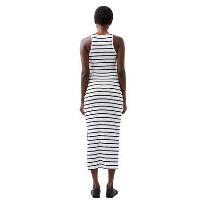 White - Back - French Connection Womens-Ladies Striped Racerback T-Shirt Dress