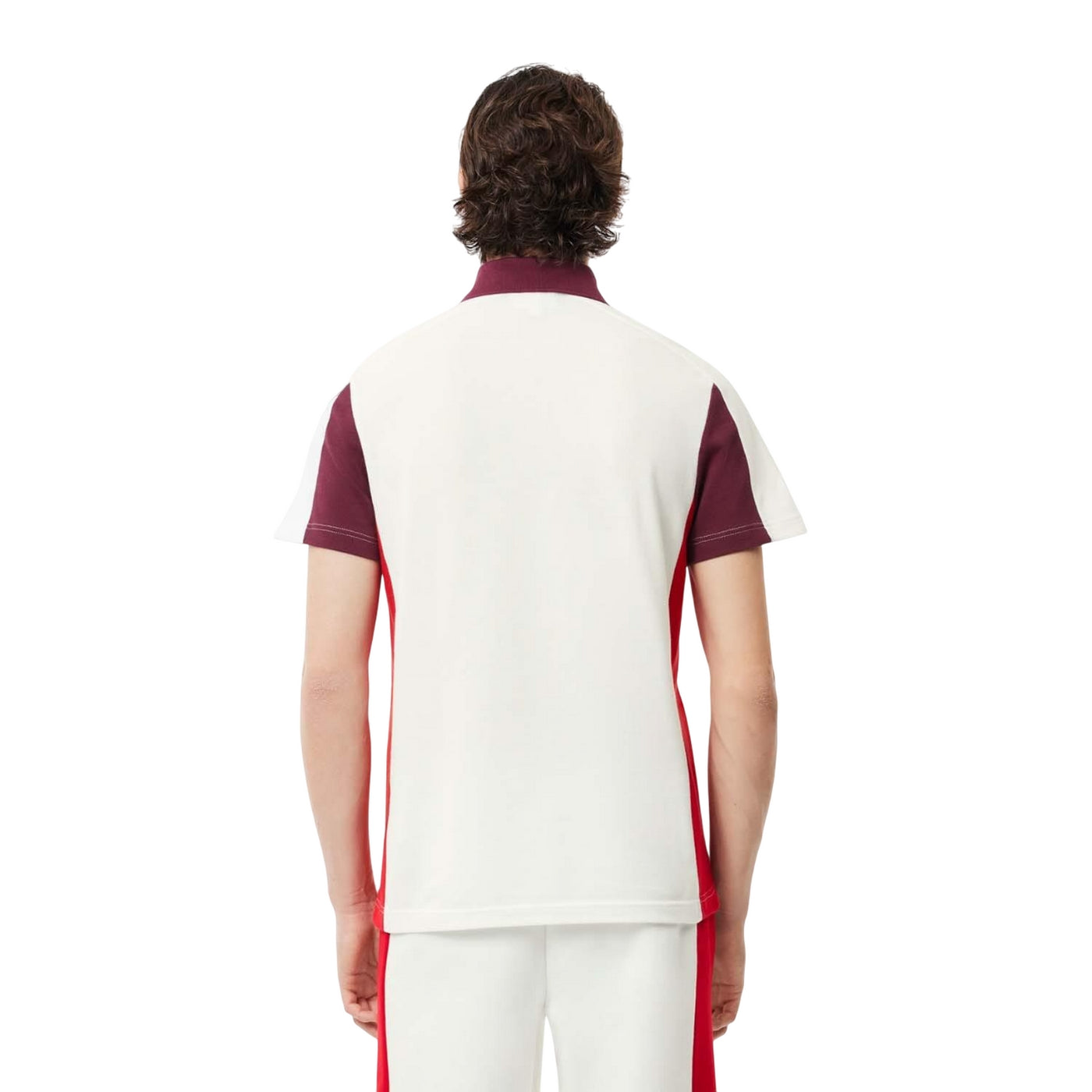 Cream - Back - Lacoste Mens Colour Block Regular Polo Shirt
