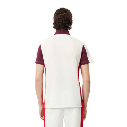 Cream - Back - Lacoste Mens Colour Block Regular Polo Shirt