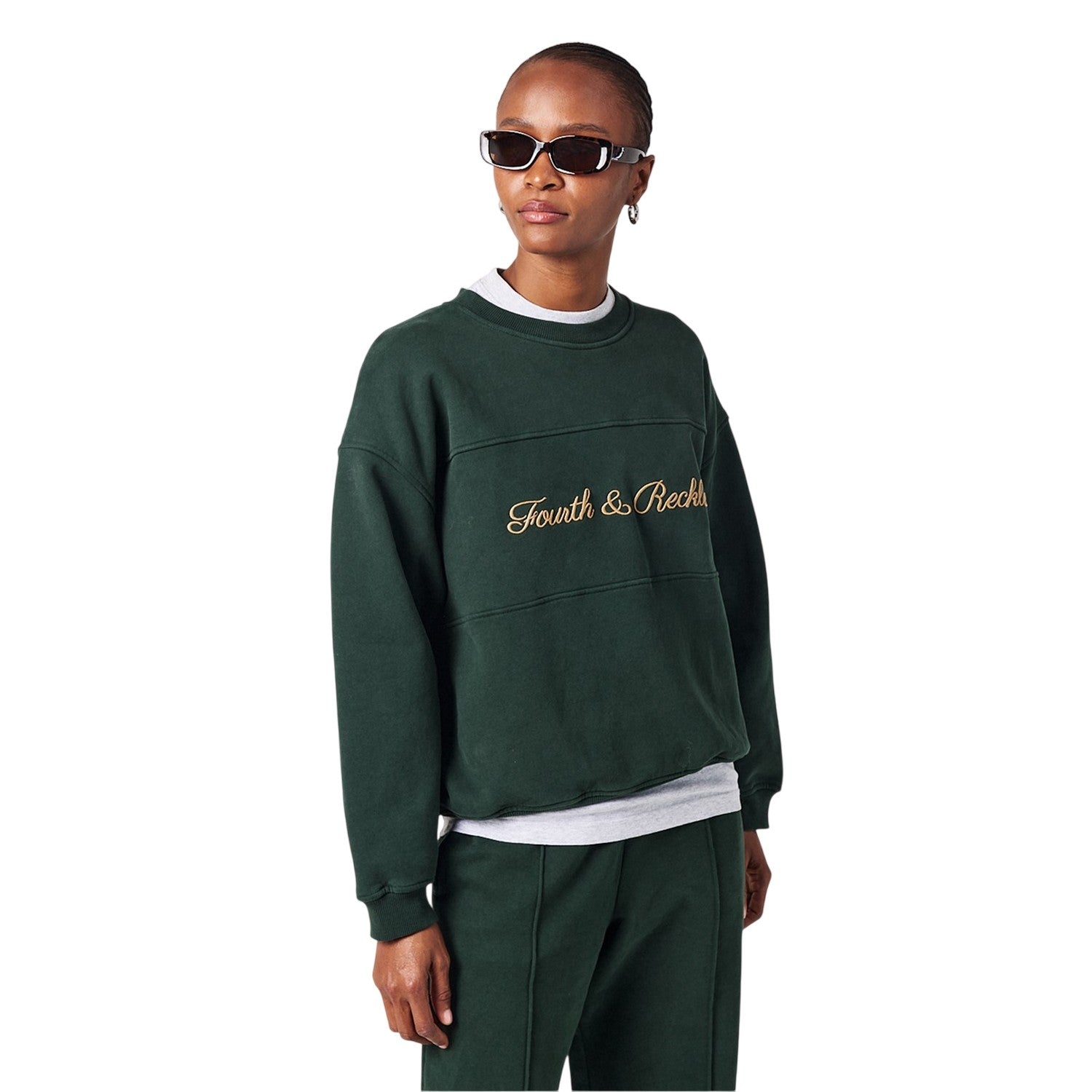 Green - Side - 4th & Reckless Womens-Ladies Windsor Embroidered Logo Sweatshirt