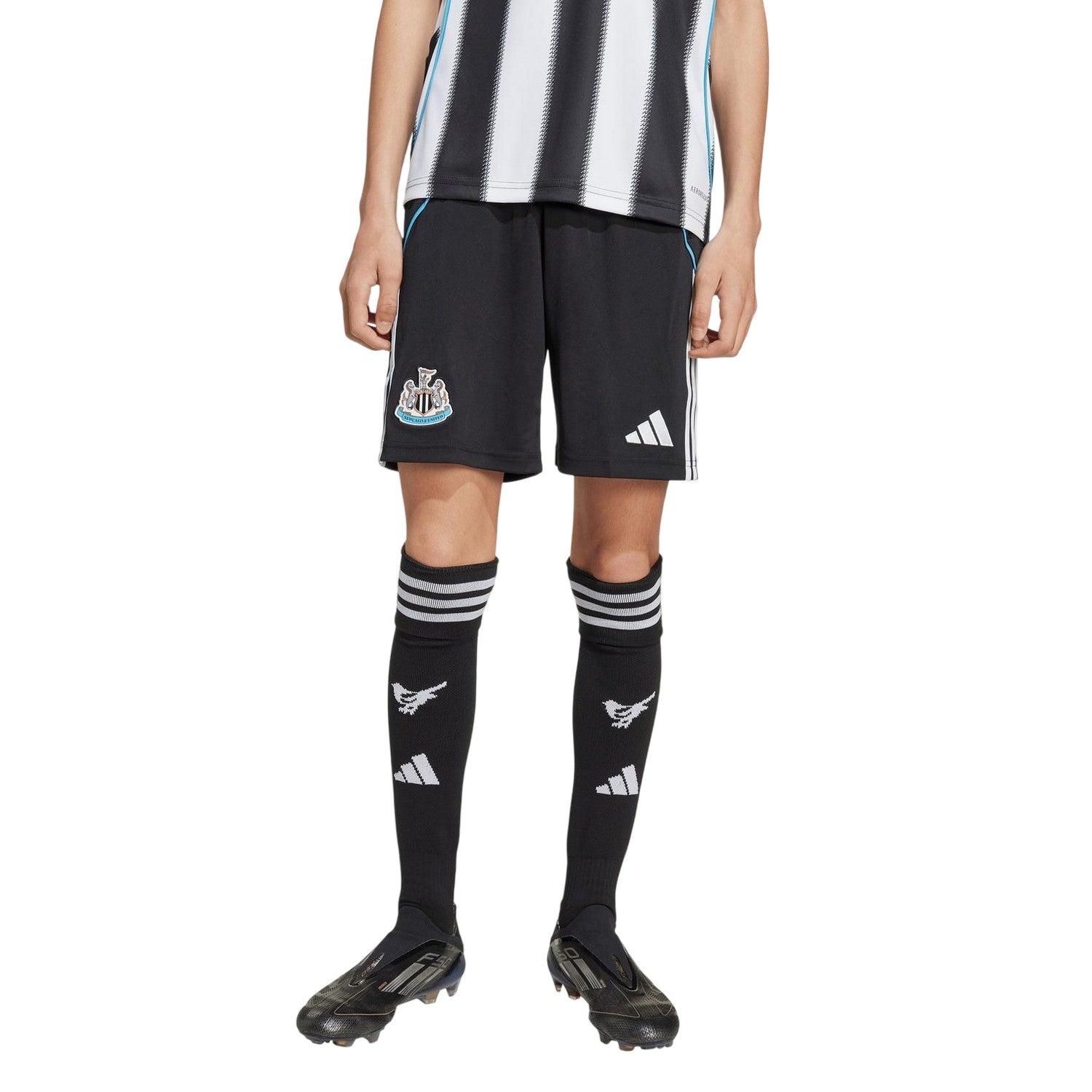 Black-White - Lifestyle - Adidas Childrens-Kids 2025-2026 Newcastle United FC Mid Rise Training Shorts