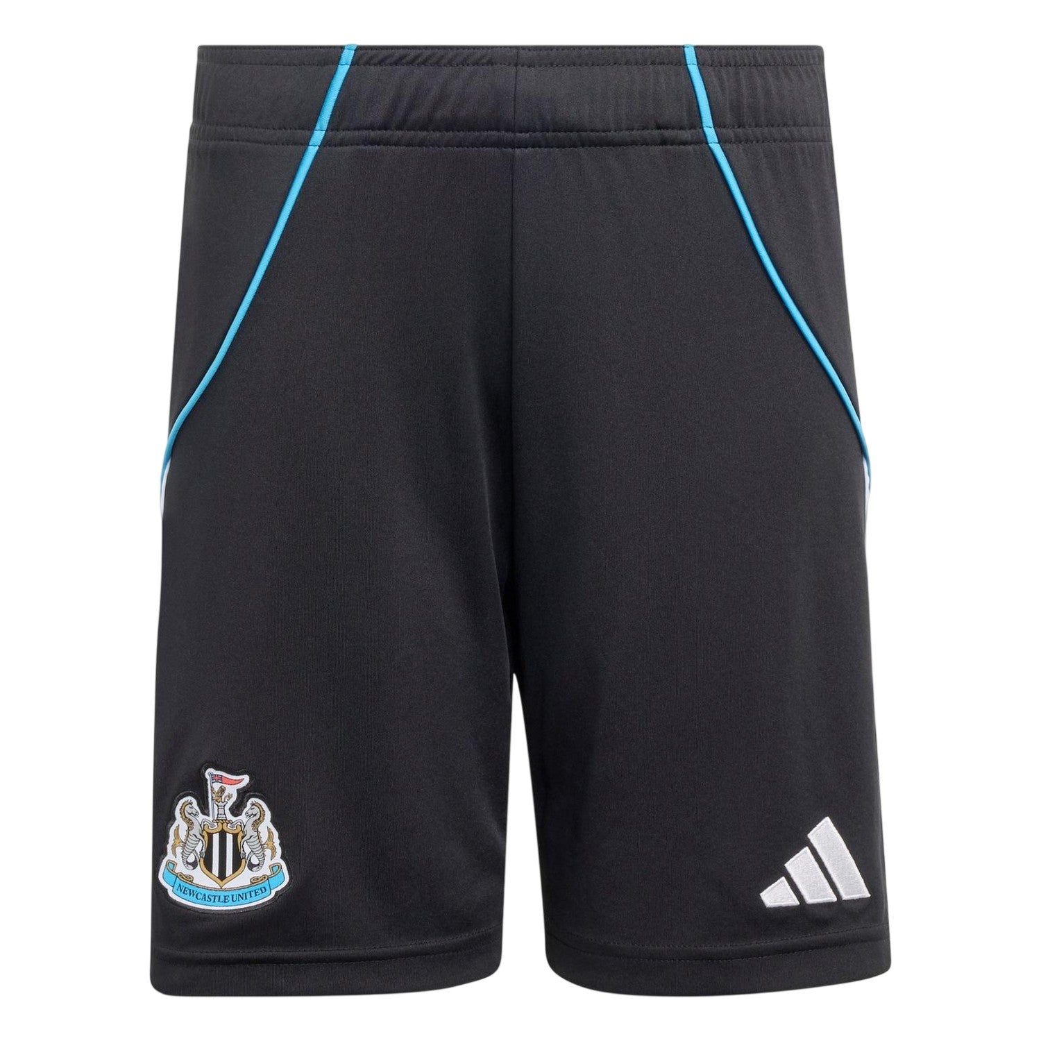 Black-White - Front - Adidas Childrens-Kids 2025-2026 Newcastle United FC Mid Rise Training Shorts