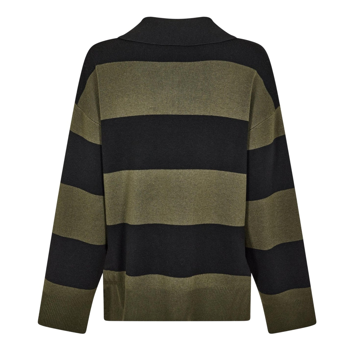 Black-Khaki - Back - Edited Womens-Ladies Laiani Knitted Rugby Shirt