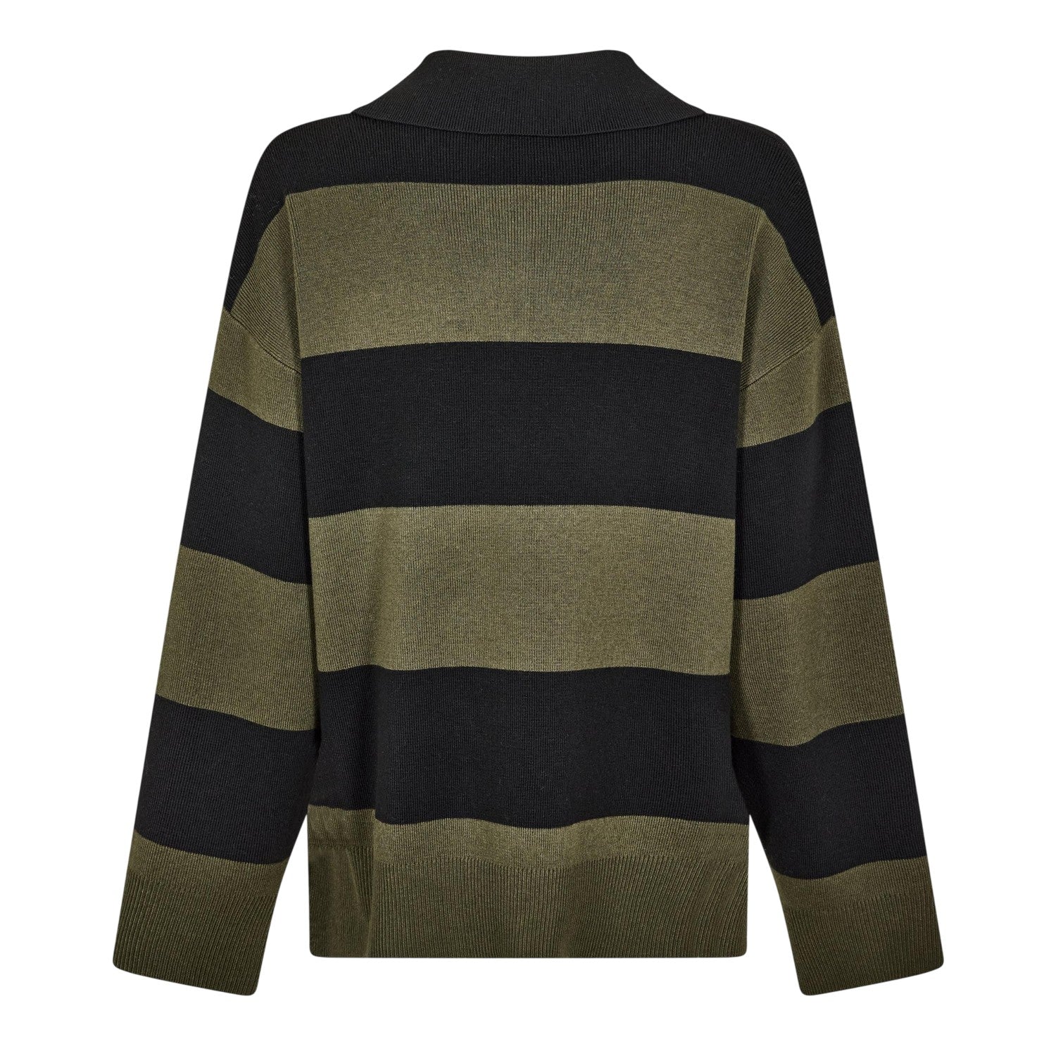 Black-Khaki - Back - Edited Womens-Ladies Laiani Knitted Rugby Shirt
