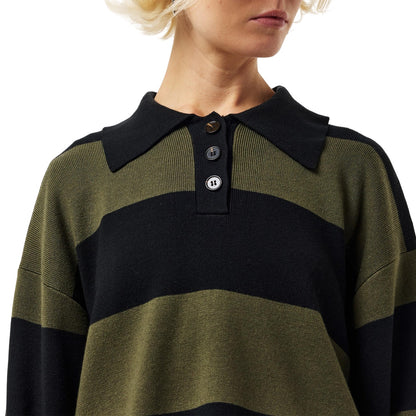 Black-Khaki - Side - Edited Womens-Ladies Laiani Knitted Rugby Shirt