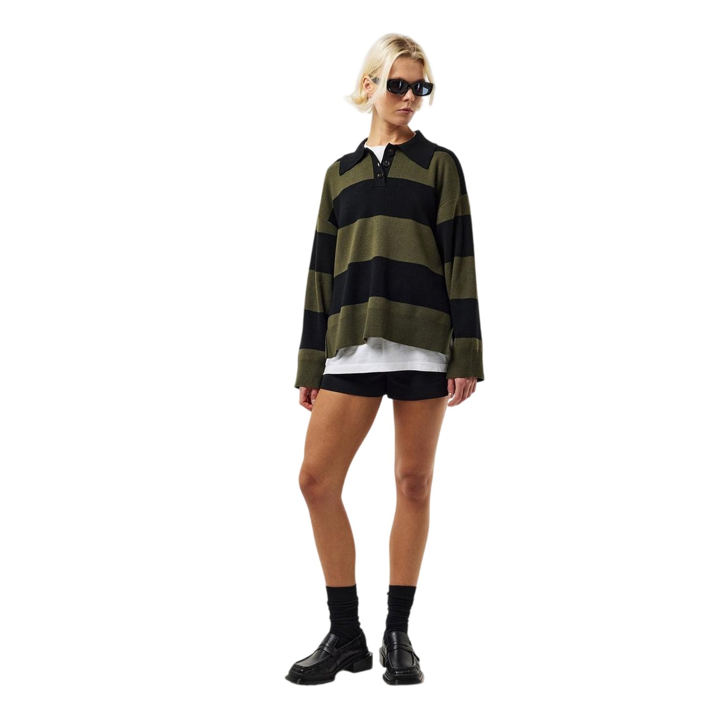 Black-Khaki - Lifestyle - Edited Womens-Ladies Laiani Knitted Rugby Shirt