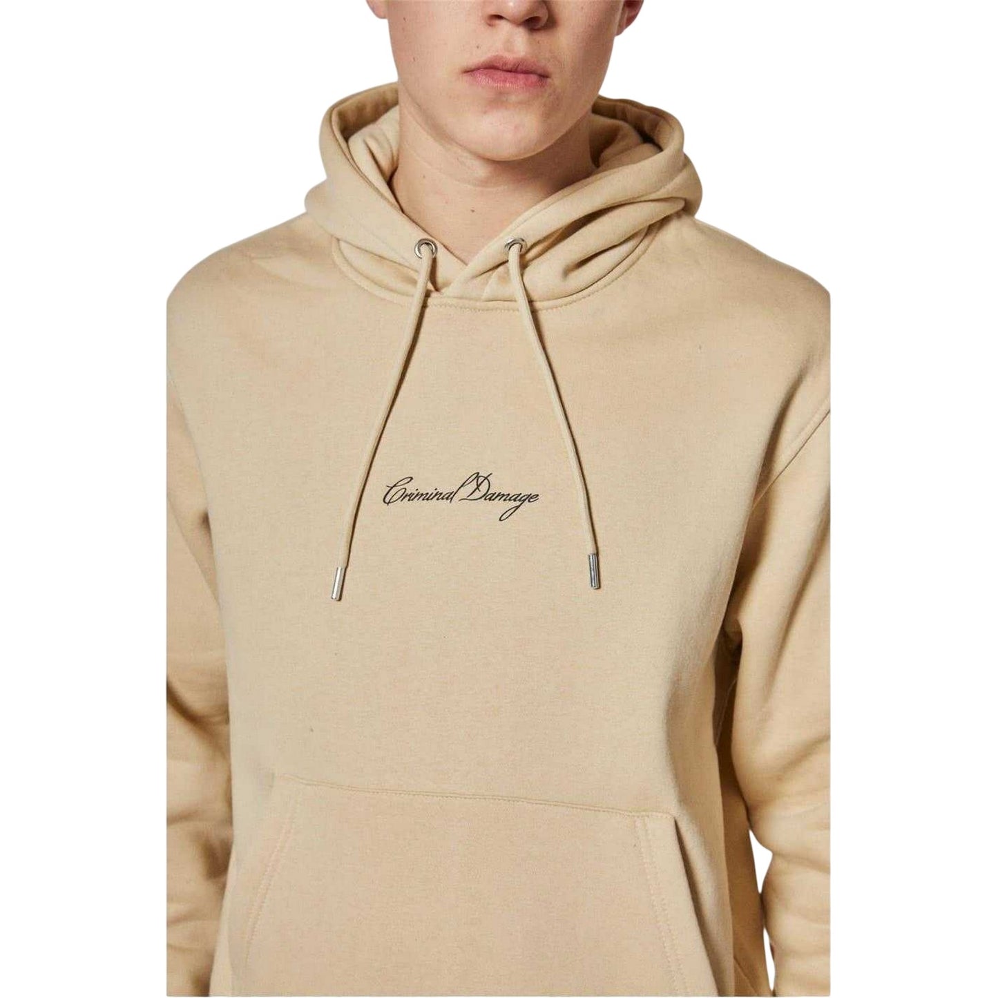 Stone - Side - Criminal Damage Mens Logo Relaxed Fit Hoodie