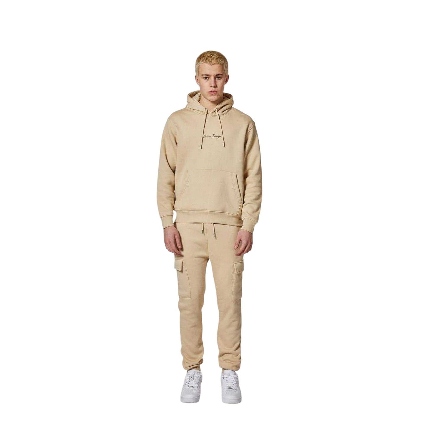 Stone - Front - Criminal Damage Mens Logo Relaxed Fit Hoodie
