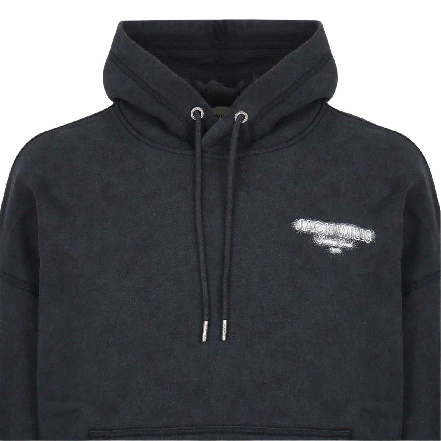 Black - Side - Jack Wills Mens Script Long-Sleeved Hoodie
