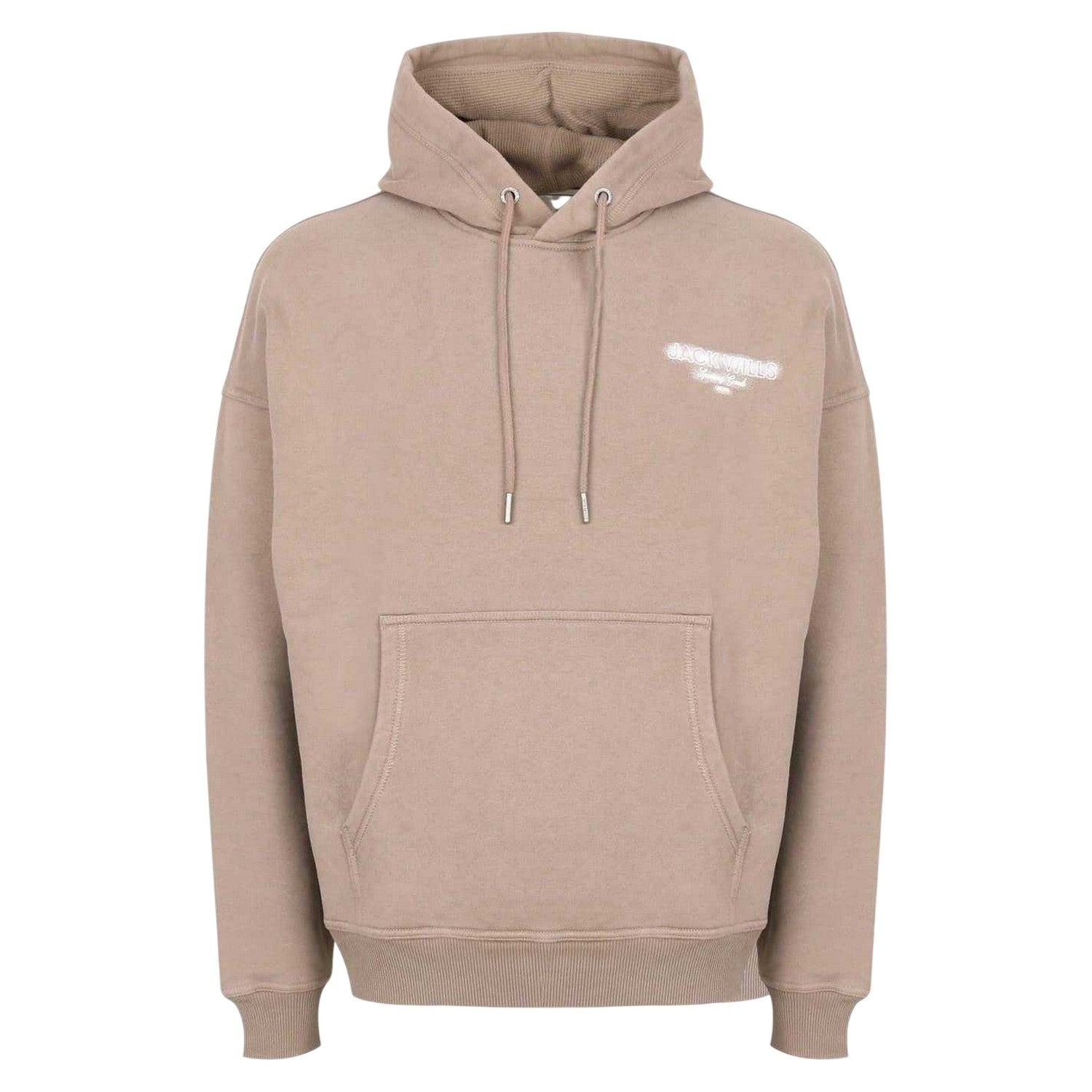 Fawn - Front - Jack Wills Mens Script Long-Sleeved Hoodie