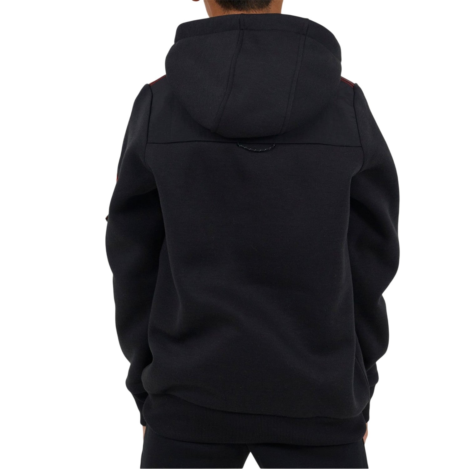 Jet Black - Back - Brave Soul Boys Ribbed Hooded Long-Sleeved Sweatshirt