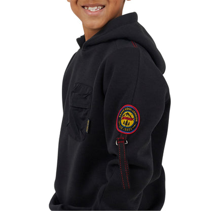 Jet Black - Side - Brave Soul Boys Ribbed Hooded Long-Sleeved Sweatshirt