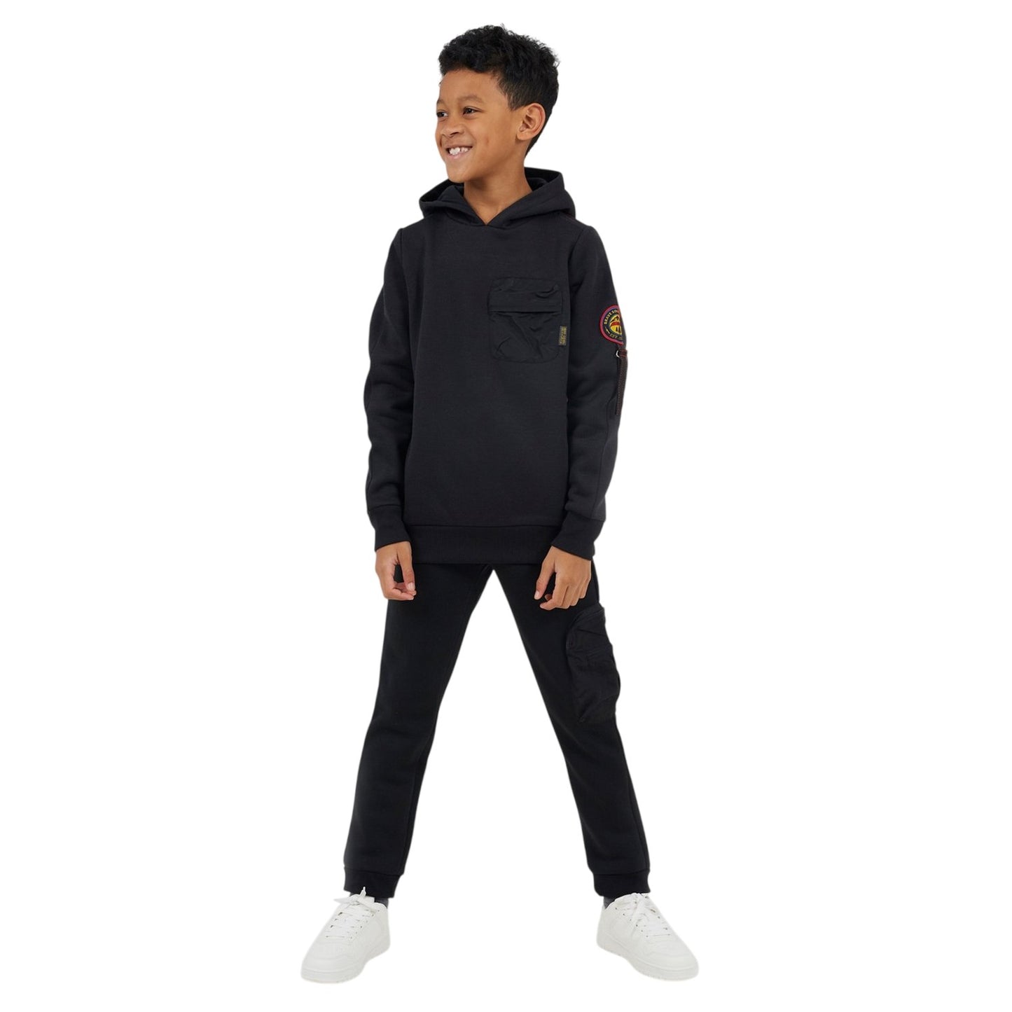 Jet Black - Lifestyle - Brave Soul Boys Ribbed Hooded Long-Sleeved Sweatshirt