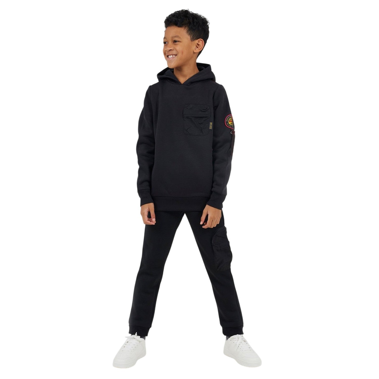 Jet Black - Lifestyle - Brave Soul Boys Ribbed Hooded Long-Sleeved Sweatshirt