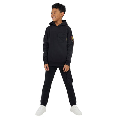 Jet Black - Lifestyle - Brave Soul Boys Ribbed Hooded Long-Sleeved Sweatshirt