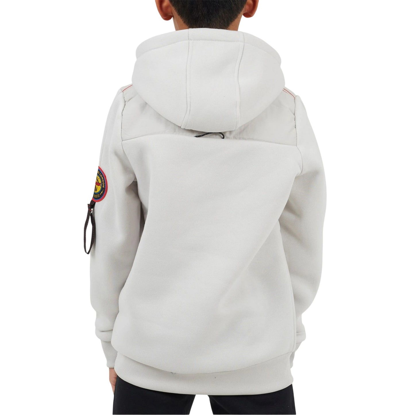 Light Grey - Back - Brave Soul Boys Ribbed Hooded Long-Sleeved Sweatshirt