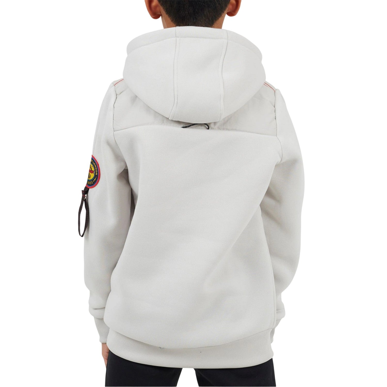 Light Grey - Back - Brave Soul Boys Ribbed Hooded Long-Sleeved Sweatshirt