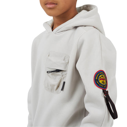 Light Grey - Side - Brave Soul Boys Ribbed Hooded Long-Sleeved Sweatshirt