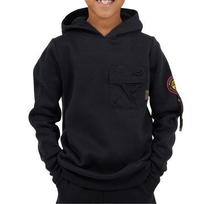 Jet Black - Front - Brave Soul Boys Ribbed Hooded Long-Sleeved Sweatshirt