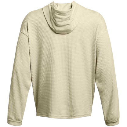 White - Back - Under Armour Mens Rival Waffle Relaxed Fit Long-Sleeved Hoodie