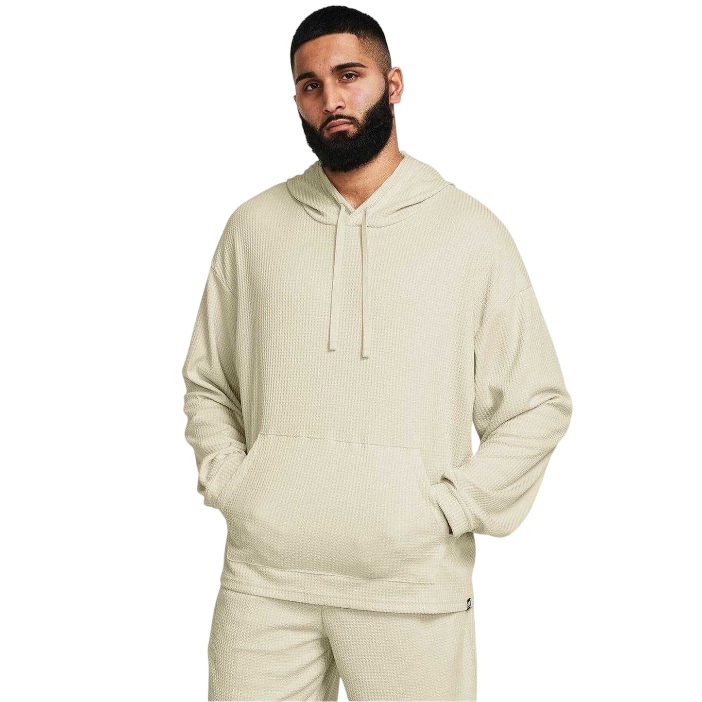 White - Lifestyle - Under Armour Mens Rival Waffle Relaxed Fit Long-Sleeved Hoodie