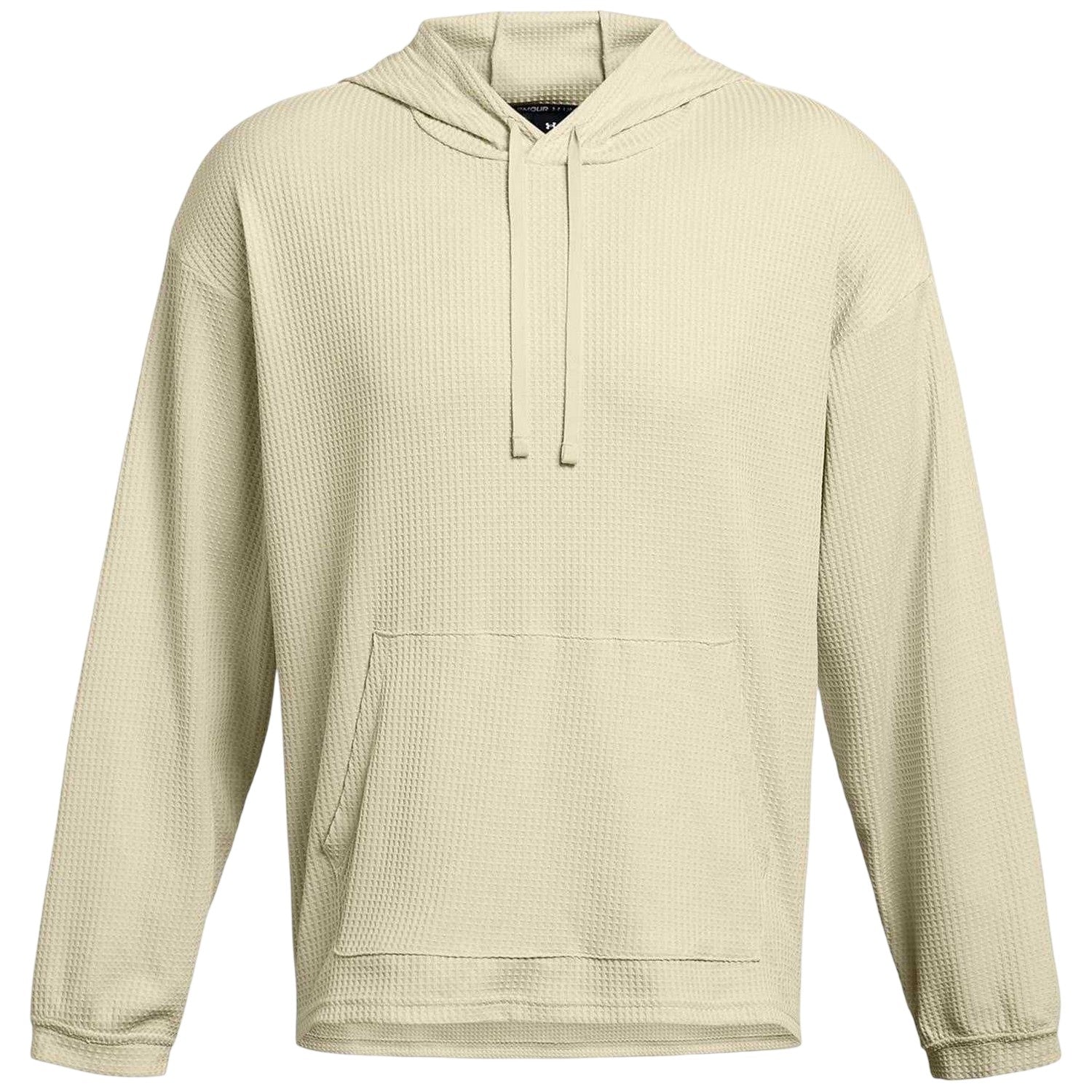 White - Front - Under Armour Mens Rival Waffle Relaxed Fit Long-Sleeved Hoodie