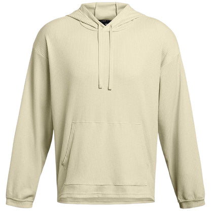 White - Front - Under Armour Mens Rival Waffle Relaxed Fit Long-Sleeved Hoodie