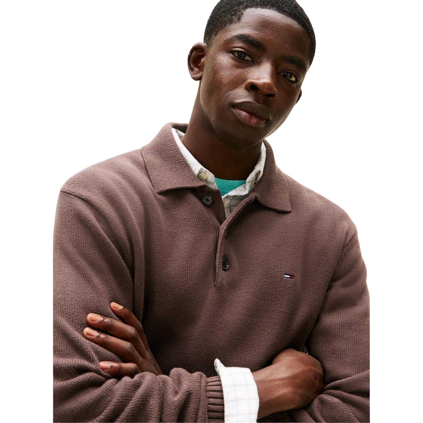 Walnut-Black - Side - Tommy Jeans Mens Logo Slim Polo Sweatshirt