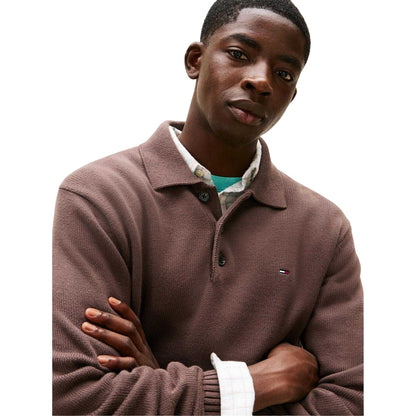 Walnut-Black - Side - Tommy Jeans Mens Logo Slim Polo Sweatshirt
