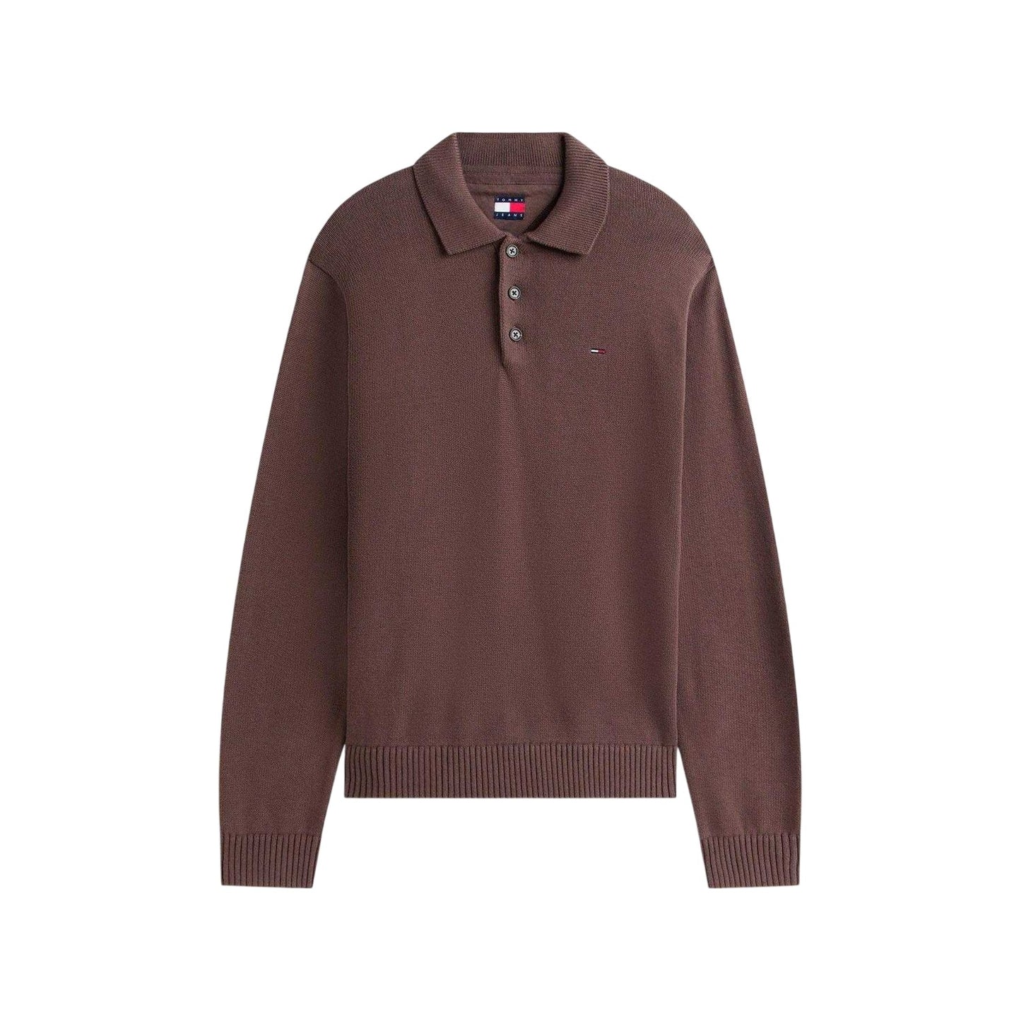 Walnut-Black - Front - Tommy Jeans Mens Logo Slim Polo Sweatshirt