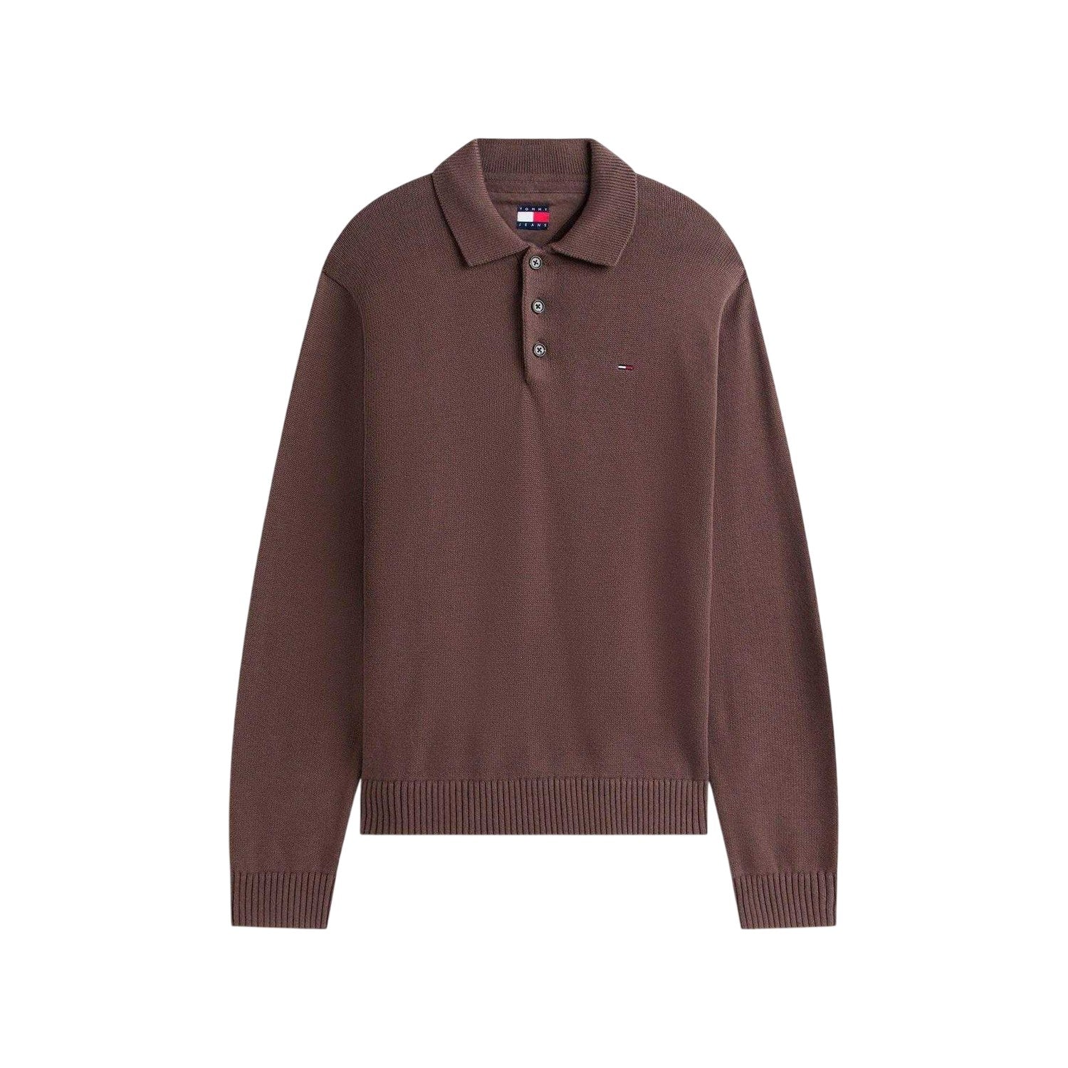 Walnut-Black - Front - Tommy Jeans Mens Logo Slim Polo Sweatshirt