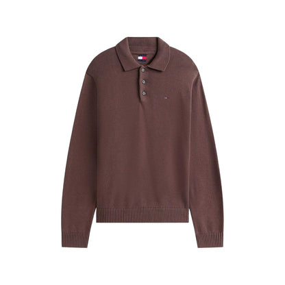 Walnut-Black - Front - Tommy Jeans Mens Logo Slim Polo Sweatshirt